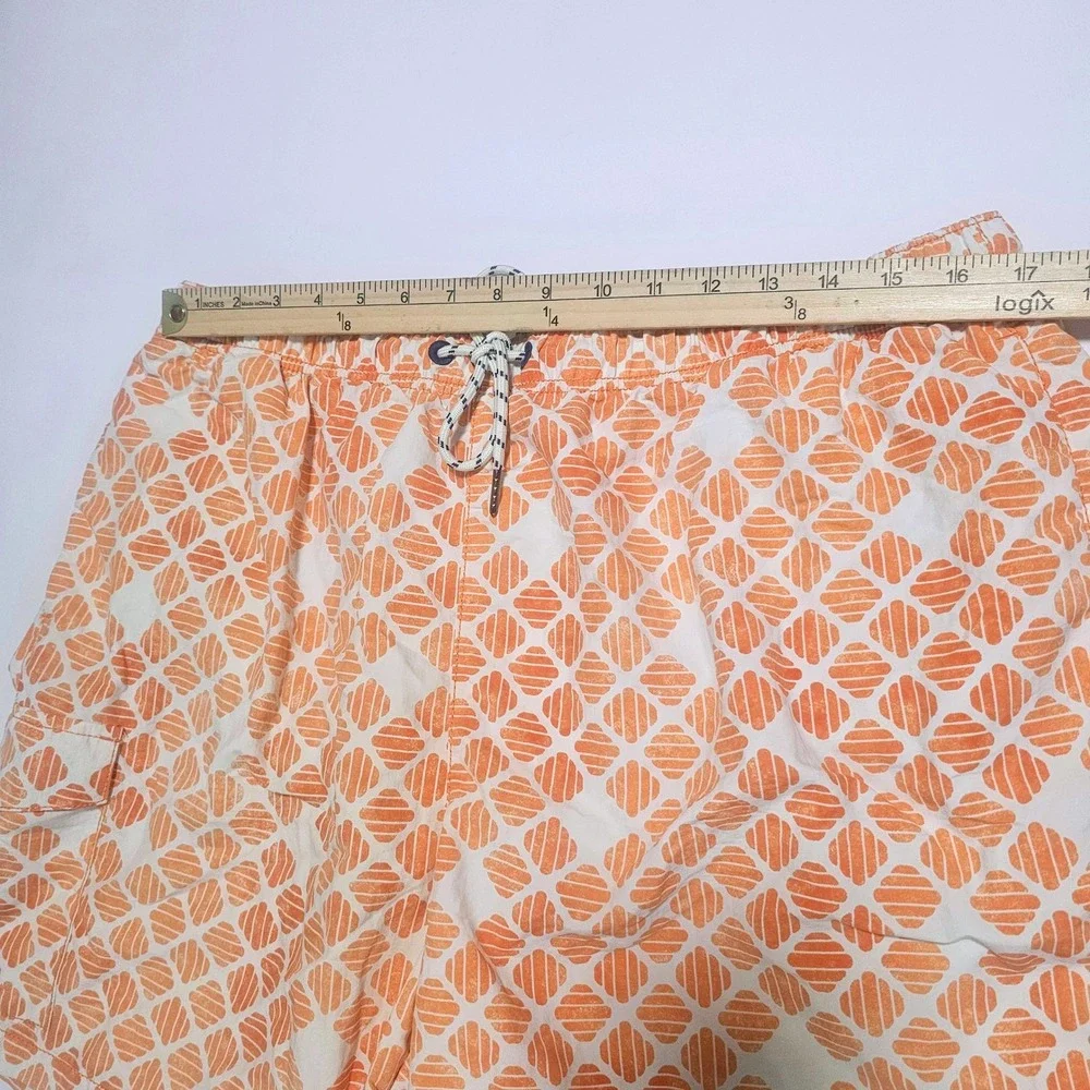 Tommy Bahama Relax Mens XL Swim Trunks Orange Geometric Diamond Mesh Lined 18